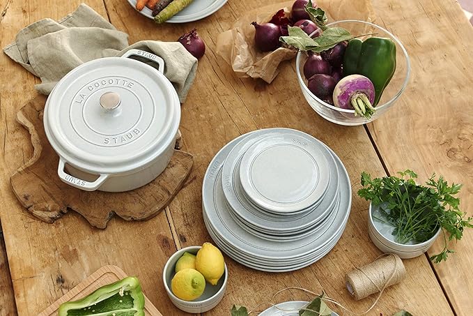staub La Cocotte Round 40501-410 Pico Cocotte Round Campagne 7.9 inches (20 cm) Handed, Cast Iron Pot, Induction Compatible