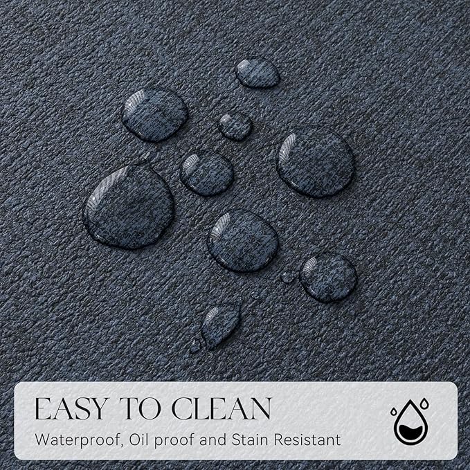 MOSAYT Placemats Set of 8, Heat Resistant Vinyl Place Mats with Coasters, Wipeable Washable 100% Waterproof Oil Proof Faux Leather Table Mats for Kitchen Dining Party Outdoor, 12" x 17", Navy Blue