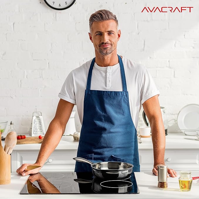 AVACRAFT 8 Inch Tri-Ply Stainless Steel Frying Pan with Lid, Side Spouts, Induction Pan, Versatile Stainless Steel Skillet, Fry Pan in our Pots and Pans (Tri-Ply Stainless Steel, 8 Inch)
