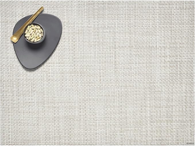 Chilewich Basketweave Placemats in Natural - Set of 4 - Easy Care Woven Tabletop Textiles - Indoor/Outdoor - 19" x 14" Rectangle