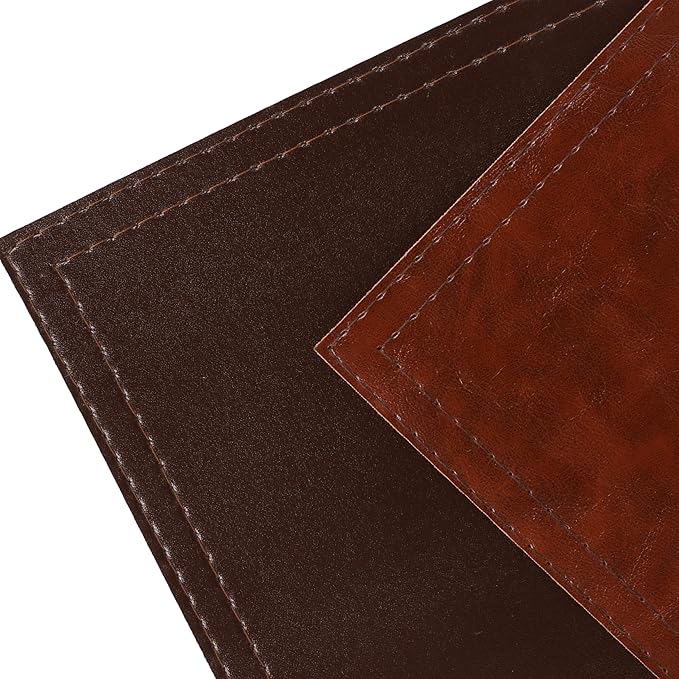 Jovono Waterproof PU Placemats, Faux Leather Dining Table Mat, Set of 8, Easy to Wipe Off Scrub Vinyl Mat, Heat & Stain Resistant for Office Conference Table, Home D챕cor Brown