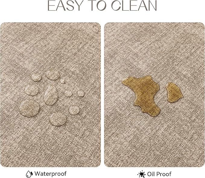 Romanstile Vinyl Placemats Set of 12-12 X 17 Inch - Heat Resistant Place Mats 100% Waterproof Oilproof Wipeable Reversible Faux Leather Table Mats for Kitchen, Dining, Party, Outdoor, Khaki