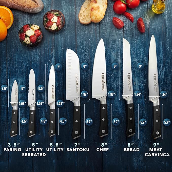 Cutluxe Chef Knife Set, 7 PCS Professional Chef's Knife Set ??Razor Sharp German Steel, Full Tang, Ergonomic Handles ??Artisan Series