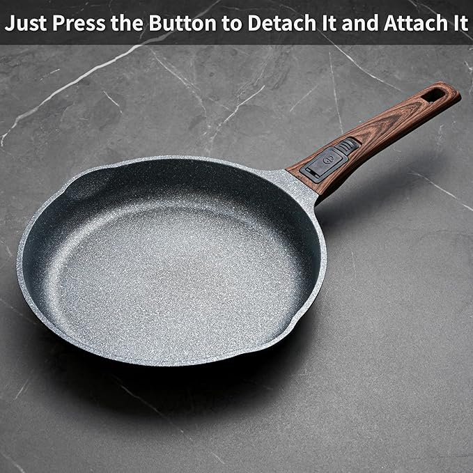 8 Inch and 12.5 Inch Smart Nonstick Frying Pan Set with Removable Handles,Cast Aluminum and Anti-Scratch Saut챕 Pans,Compatible with All Stovetops,Dishwasher and Oven Safe