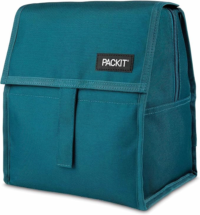 PackIt짰 Freezable Lunch Bag, Deep Teal, Built with ECOFREEZE짰 Technology, Foldable, Reusable, Zip and Velcro Closure with Buckle Handle, Designed for Work Lunches and Fresh Lunch On the Go