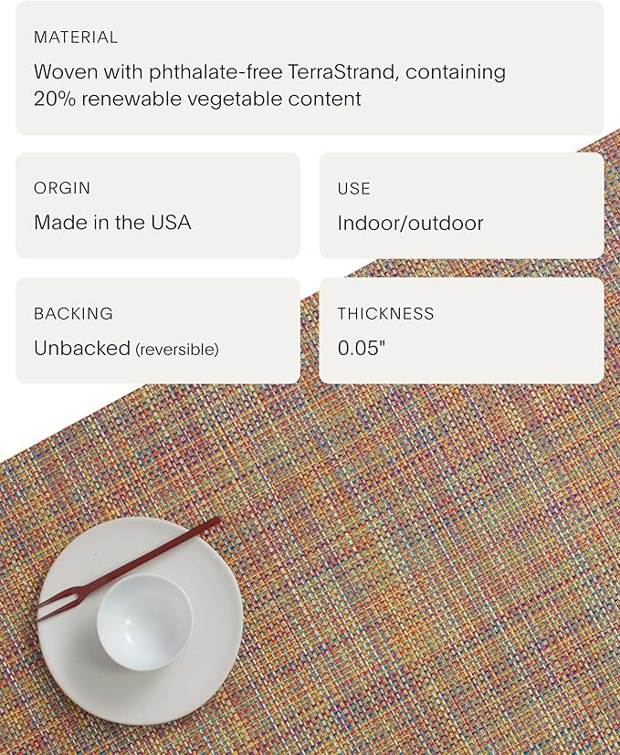 Chilewich Mini Basketweave Placemats in Confetti - Set of 4 - Easy Care Woven Tabletop Textiles - Indoor/Outdoor - 19.25" x 14" Oval