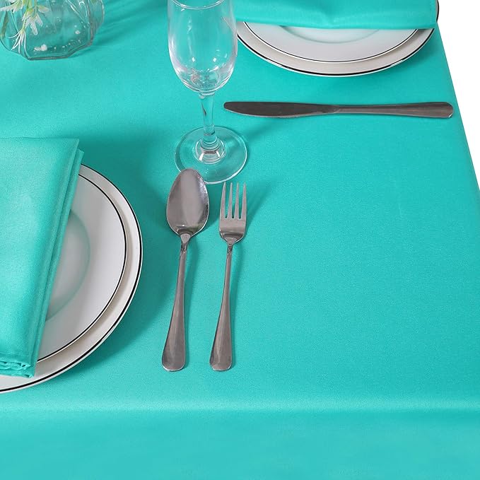 Cupuamon 60 inch Round Tablecloth Washable Polyester Table Cloth Decorative Table Cover for Wedding Party Dining Banquet（60 inch,Turquoise）