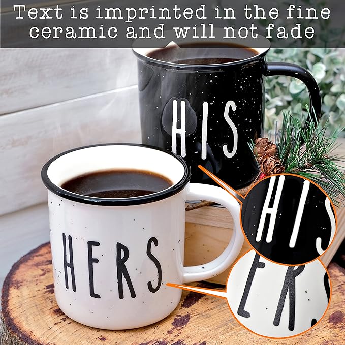 MAINEVENT His And Hers Mugs Set Of 2 Coffee Mug 11 Ounce, Cute Matching Coffee Mug Couples for Anniversary, Engagement Him Her Gift