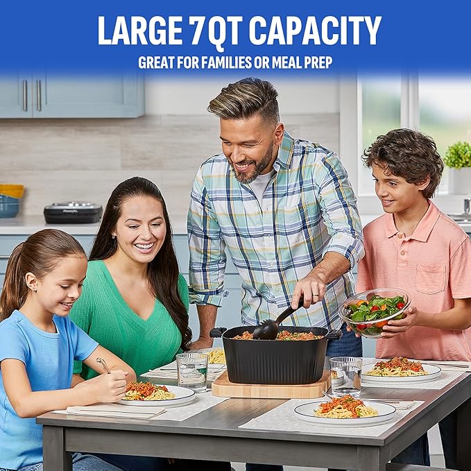 STIRMAX DELUXE 7.5 Quart Digital Multi-Cooker with Automatic Paddle to Stir and Shred, 9 in 1 programmable presets to Saut챕, Sear, and Brown Food Before Simmering ??Accessories, Skillet, & Cookbook