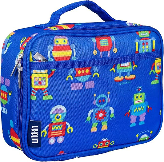 Wildkin Kids Insulated Lunch Box ??Durable and Reusable for School & Travel - Robots