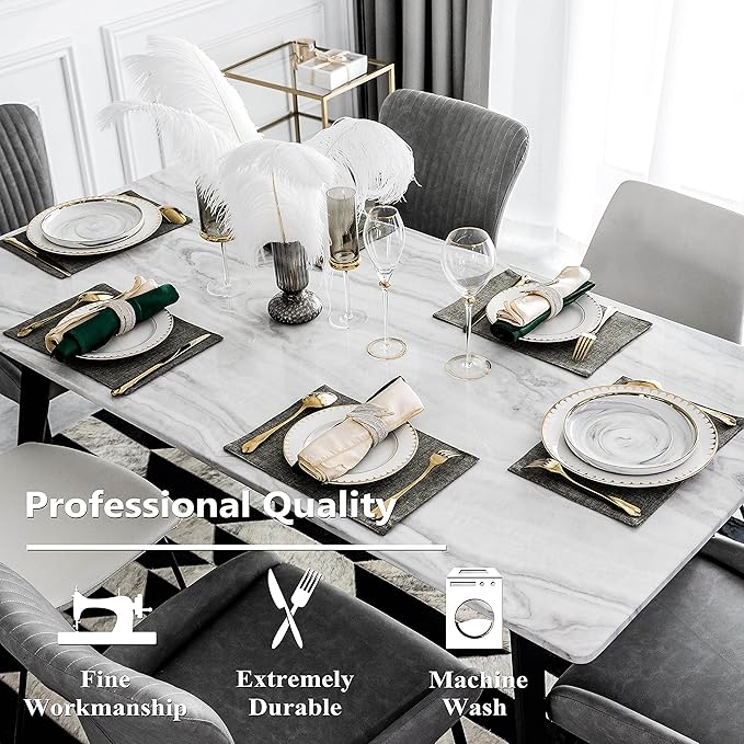Home Brilliant Cloth Placemats Set of 6 Heat Resistant Dining Table Place Mats Kitchen Table Mats, 13x19 inches, Dark Grey