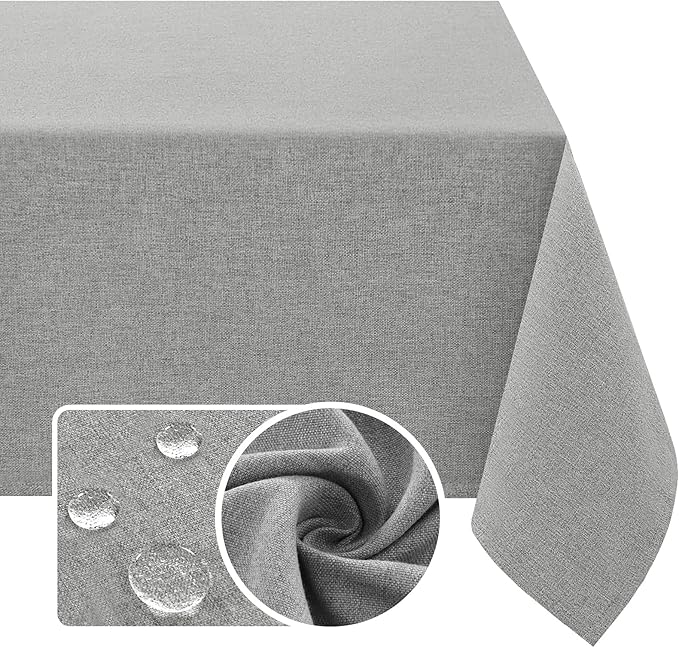 H.VERSAILTEX Linen Textured Tablecloth 54 x 54 Waterproof Decorative Table Cloth Spill-Proof Linen Look Cover for Party Table Extra Soft and Thick Fabric Wrinkle Free, Heather Gray