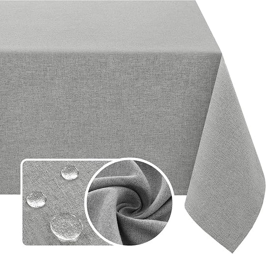 H.VERSAILTEX Linen Textured Tablecloth 60 x 60 Waterproof Decorative Table Cloth Spill-Proof Linen Look Cover for Party Table Extra Soft and Thick Fabric Wrinkle Free, Heather Gray