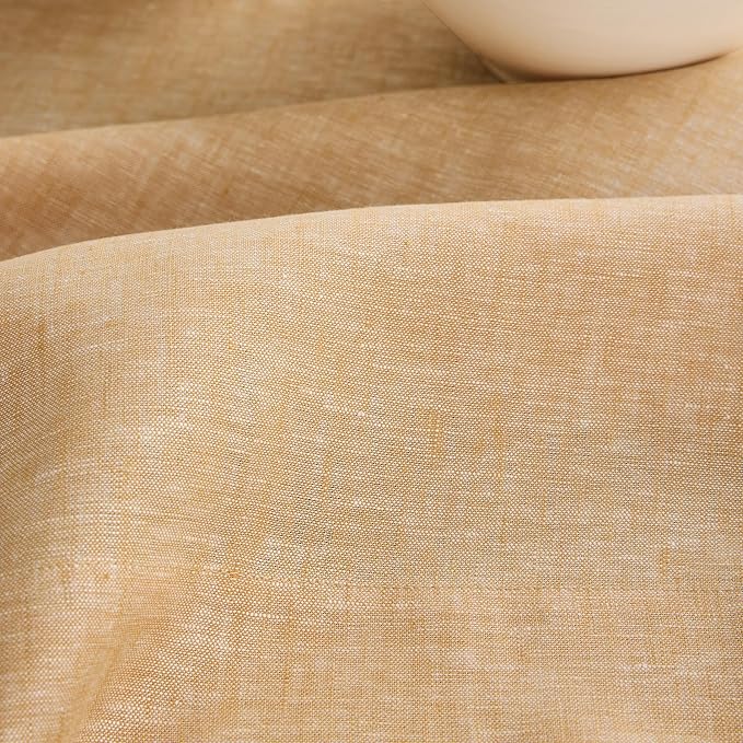 Solino Home Linen Tablecloth 60 x 120 Inch - 100% Pure Linen Golden Nugget Table Cloth for Rectangle Tables - Athena, Machine Washable Tablecloth for Spring, Easter