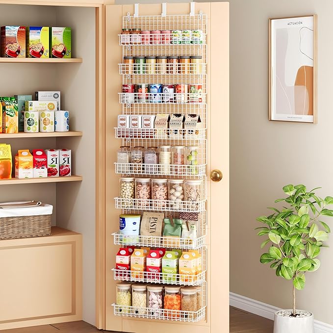 JKsmart 9-Tier Spice Rack Organizer with Door Hook, Wall Mount, and Extra Large Capacity for Pantry ??Stylish White Design for Effortless Organization, Ultimate Kitchen Storage Solution