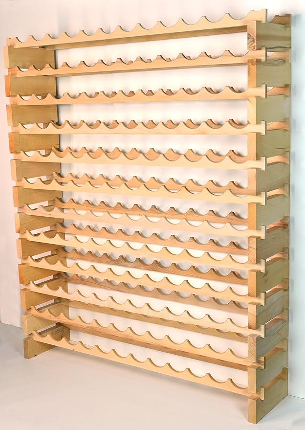 Modular Wine Rack Beechwood 48-144 Bottle Capacity 12 Bottles Across up to 12 Rows Newest Improved Model (144 Bottles - 12 Rows)