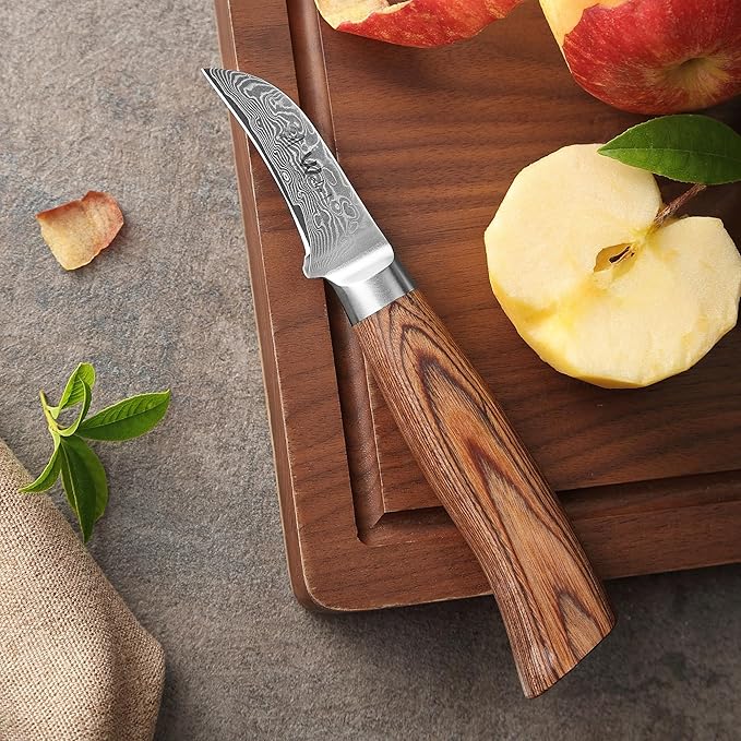 Wakoli EDIB Pro Damascus Peeling Knife ??Japanese Style Kitchen Knife | 2.4-Inch Genuine Damascus Steel Blade with VG10 Core | Ergonomic Pakkawood Handle | Professional Chef Knife in Gift Box