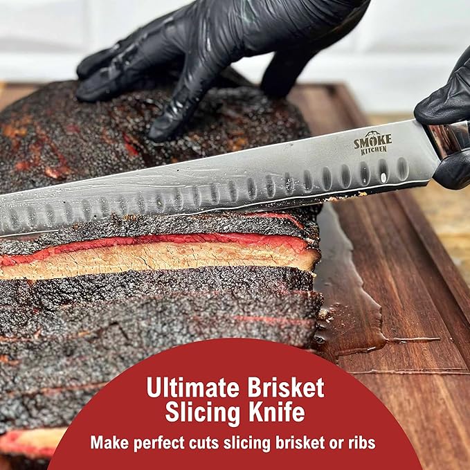Smoke Kitchen BBQ Knife Set ??12" Brisket Slicing Knife & 6.5" Boning Knife ??VG-10 Steel, Full Tang, G10 Handle ??Trim, Slice & Carve Brisket, Ribs, Chicken, Pork ??Pitmaster Gift