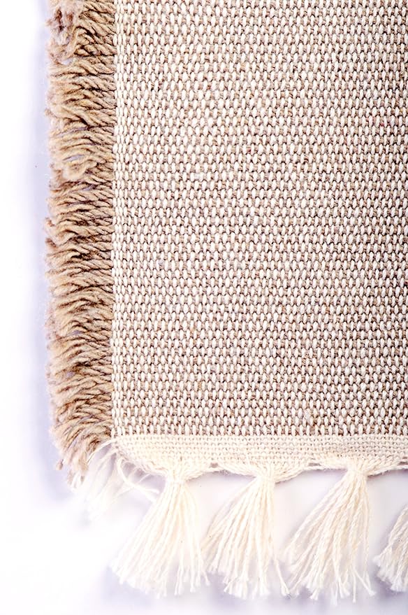 Living Fashions Table Placemats Set Of 4 - Beach Themed Nautical Kitchen Placemats For Dining Table - 100% Washable Cotton Place Mat- Seashell, Sand Dollar, Starfish & Anchor Designs With Fringes