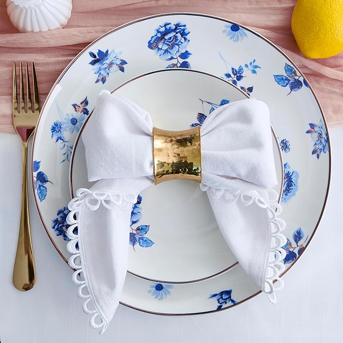 Stone Lain Viola 24-Piece Dinnerware Set Porcelain, Plates and Bowls Set, Dish Set for 8, Microwave and dishwasher Safe, Blue