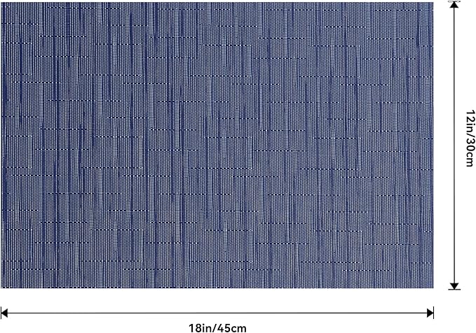 Leetaltree Blue Placemats Set of 4 - Heat Resistant Non-Slip Place mats for Dining Table, Washable Durable PVC Vinyl Woven Table Mats（Blue, 4）