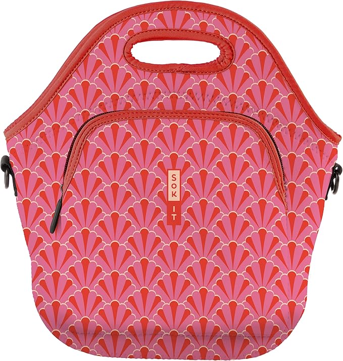 Sok It LunchTote Zippered Bag Insulated Neoprene Caddy (Pink Gatsby, X-Large 6.5 Quart Lunch Tote)