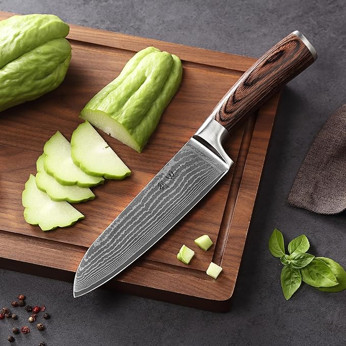 Wakoli EDIB 2-Piece Damascus Kitchen Knife Set ??Santoku & Small Santoku with VG10 Core made of 67-Layer Damascus Steel Blades ??Professional Chef Knives with Ergonomic Pakkawood Handles in Gift Box