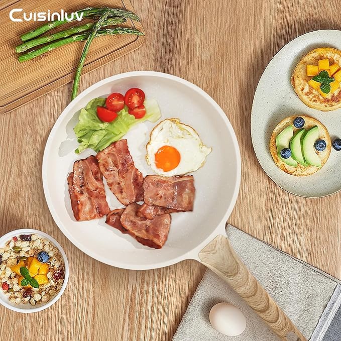 13-Piece Nonstick Pots and Pans Set ??Granite Stone Kitchen Cookware Set, PFOA-Free ??Includes Frying Pans, Saucepans, Saut챕 Pan ??Induction Compatible, White