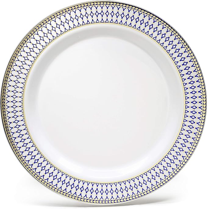 " OCCASIONS " 40 Piece Chargers pack Wedding Party 12'' Disposable Plastic Charger Plates/Chargers (Odissey Blue & Gold)