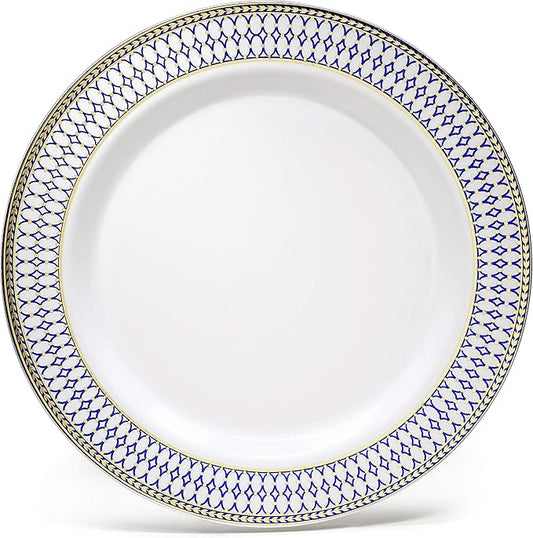 " OCCASIONS " 40 Piece Chargers pack Wedding Party 12'' Disposable Plastic Charger Plates/Chargers (Odissey Blue & Gold)