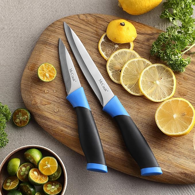 McCook짰 Knife Sets, German Stainless Steel Kitchen Knife Block Sets with Built-in Sharpener