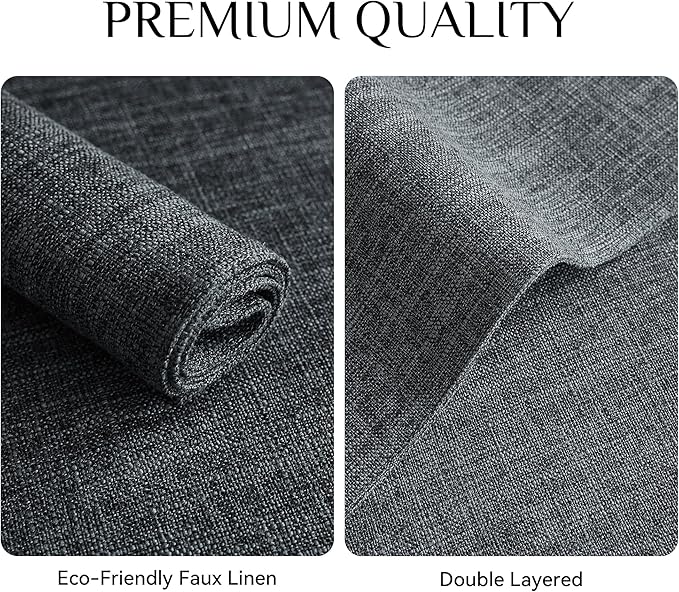 Softalker Faux Linen Placemats Set of 4-12 x 18 Inch, Heat Resistant Double Layered Durable Burlap Farmhouse Place Mats, Non-Slip Washable Rustic Table Mats for Dining, Kitchen, Party竊뉲ark Grey
