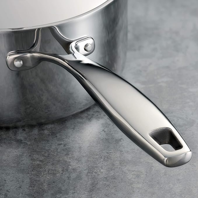 Tramontina Signature Tri-Ply Clad Stainless Steel 3-Quart Saute Pan with Lid, Induction-Ready Cooking Pan, Dishwasher-Safe, NSF-Certified, Made in Brazil