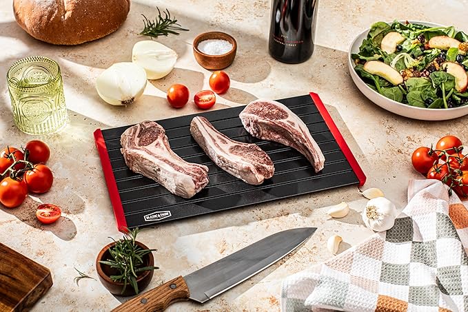 BLAZIN' THAW Defrosting Tray for Frozen Meat | 14??Large-Size | Aluminium Plate for Thawing Frozen Food | Natural Thawing Process | No Microwaves, No Cold/Warm Water Required |