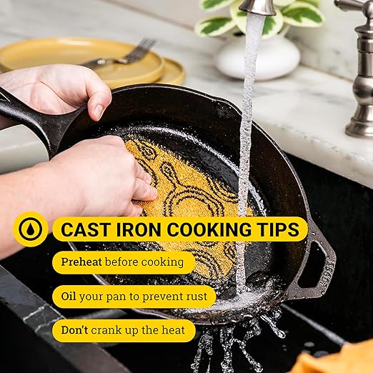 Lodge 10.25 Inch Cast Iron Skillet ??Pre-Seasoned Frying Pan with Teardrop Handle ??Oven, Stovetop, Grill & Campfire Use ??Made in USA ??Durable, Non-Toxic, Even-Heating Cookware ??Black