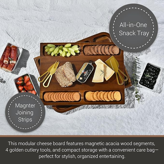 Shanik Premium Charcuterie Board - Extra Large Magnetic Double-Sided Cheese/Meat Serving Tray & Cutting Board - Gift for Weddings, Bridal Showers, Housewarming - Kitchen Essential, Quality 31 쩍 inches