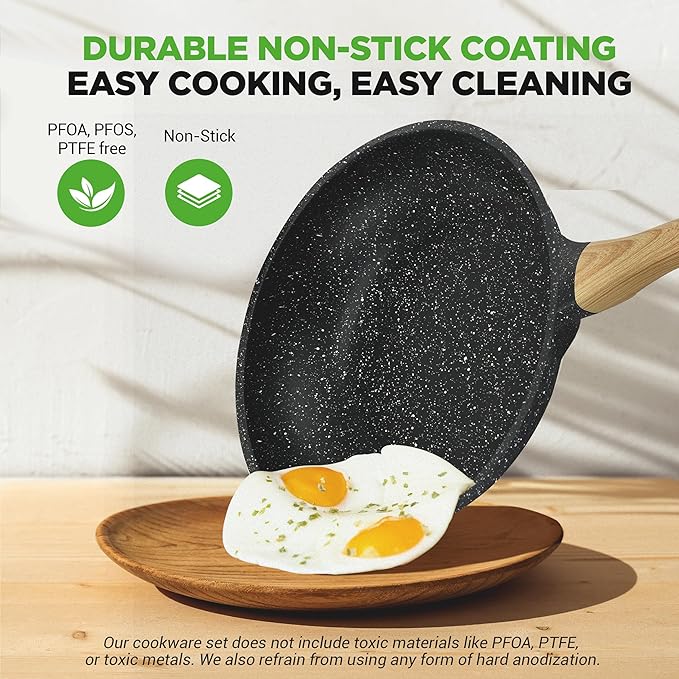 NutriChef 22?멠iece Non?멣tick Ceramic Pots and Pans Set ??For All Cooktops Including Induction ??PTFE & PFAS Free, Includes Bakeware & Utensils