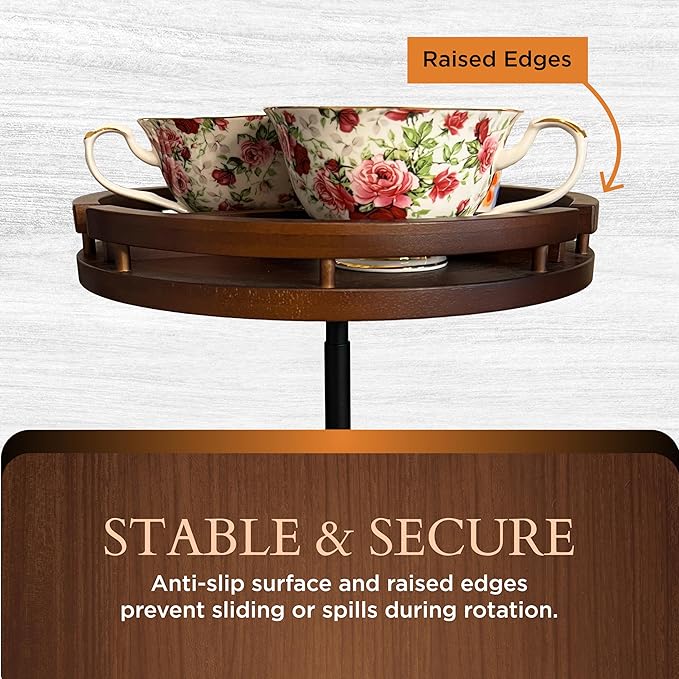 2 Tier Lazy Susan Organizer ??12" Bamboo Rotating Spice Rack Organizers with Adjustable Height Turntable for Cabinet, Pantry, Medicine Cabinet, Kitchen, Spinning Bathroom Counter Top Organizers