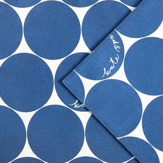 Kate Spade New York Joy Dot Placemats 4-Pack Set, Reversible, 100% Cotton, Machine Washable, Navy Blue/Cream, 13"x19"