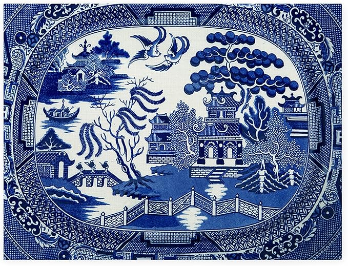 Blue Willow Linen Placemats (Round Set of 4)
