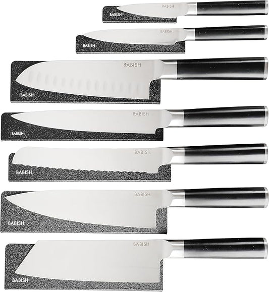 Babish 14-Piece Full Tang Forged Kitchen Knife Set ??High-Carbon 1.4116 German Steel Cutlery with Protective Sheaths ??Professional Chef Knife Set