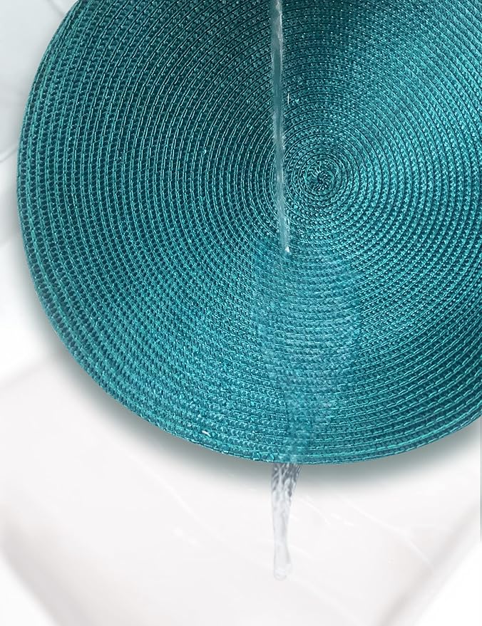 HODJOY Placemats Set of 6, Round Table mats for Indoor and Outdoor Dining Tables, Washable Woven Non-Slip Fall Placemats 15inch (Lake Blue)