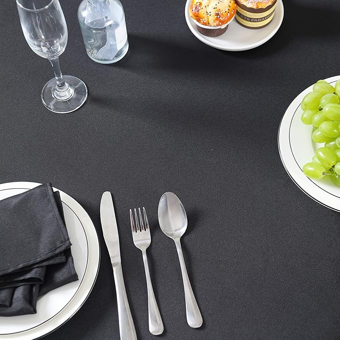 Cupuamon Rectangle Tablecloth 90x156 inch Washable Polyester Fabric Table Cloth for Wedding Party Dining Banquet Decoration（90x156, Black）
