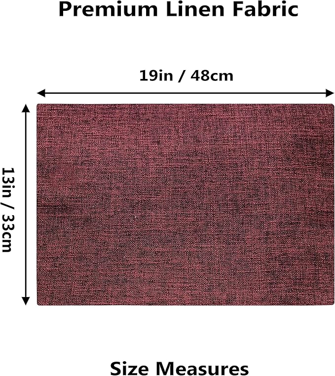 Home Brilliant Red Placemats Set of 4 Cloth Placemat for Holiday Valentine's Day Heat Resistant Dining Table Mats Kitchen Washable Place Mats, Wine Red