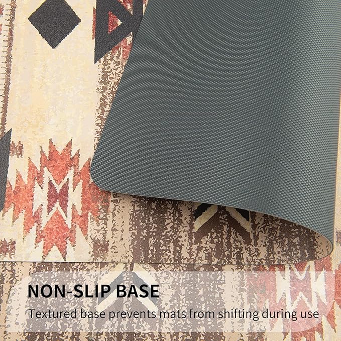 QIYI Placemats Set of 6, 12x18 Inch PU Leather Place Mats for Kitchen Dinning, Heat Resistant Anti Slip Brown Table Mats, Waterproof Wipeable Washable Placemat Party Table D챕cor, Geometric Motifs