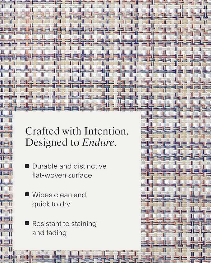 Chilewich Basketweave Placemats in Bon Bon - Set of 4 - Easy Care Woven Tabletop Textiles - Indoor/Outdoor - 15" Round