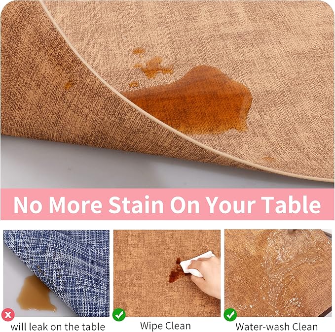 Maxpearl Faux Leather Placemats Set of 4 - Waterproof - Wipe Clean - Heat Resistant - Anti Slip Dining Table Place Mats, Suitable for Indoor & Outdoor Use, 17?쇺쇒?2?쇺? Brown