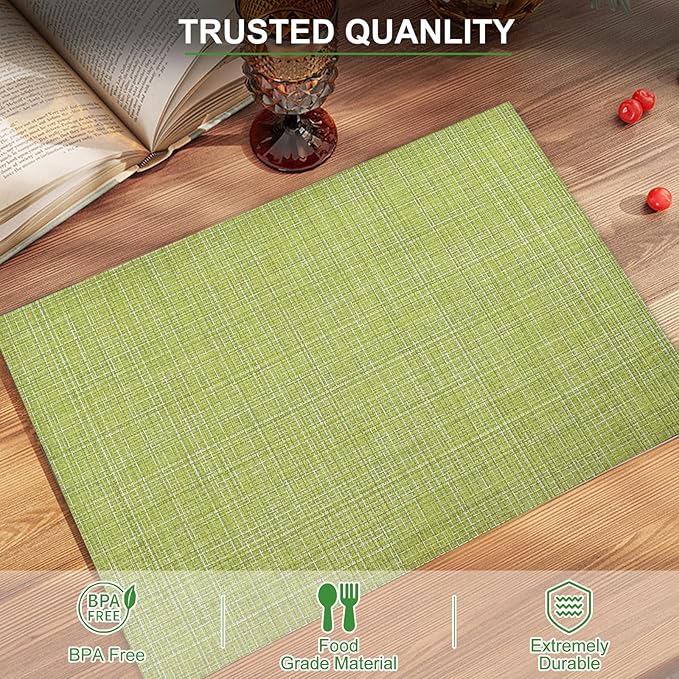 BETEAM Placemats Set of 8, Woven Vinyl Placemat for Dining Table Washable Wipeable Kitchen Place Mats Durable Indoor Outdoor Table Mats