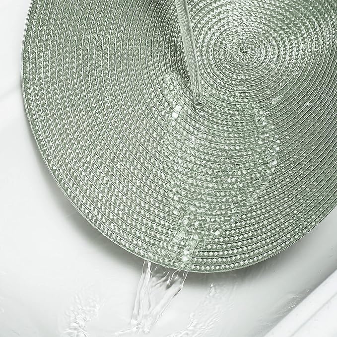 AHHFSMEI Round Braided Placemats 15 Inch Round Table Mats for Dining Tables Natural Woven Heat Resistant Place mats Set of 6 (Sage Green)
