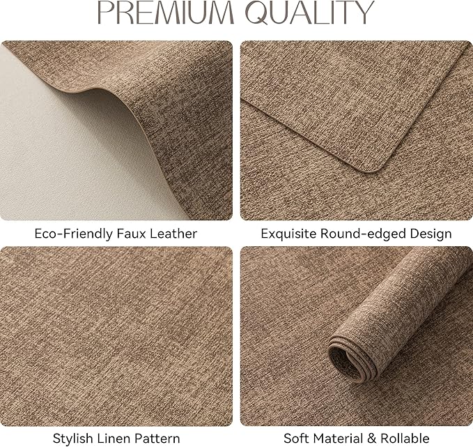 Romanstile Vinyl Placemats Set of 4-12 X 17 Inch - Heat Resistant Place Mats 100% Waterproof Oilproof Wipeable Reversible Faux Leather Table Mats for Kitchen, Dining, Party, Outdoor, Coffee